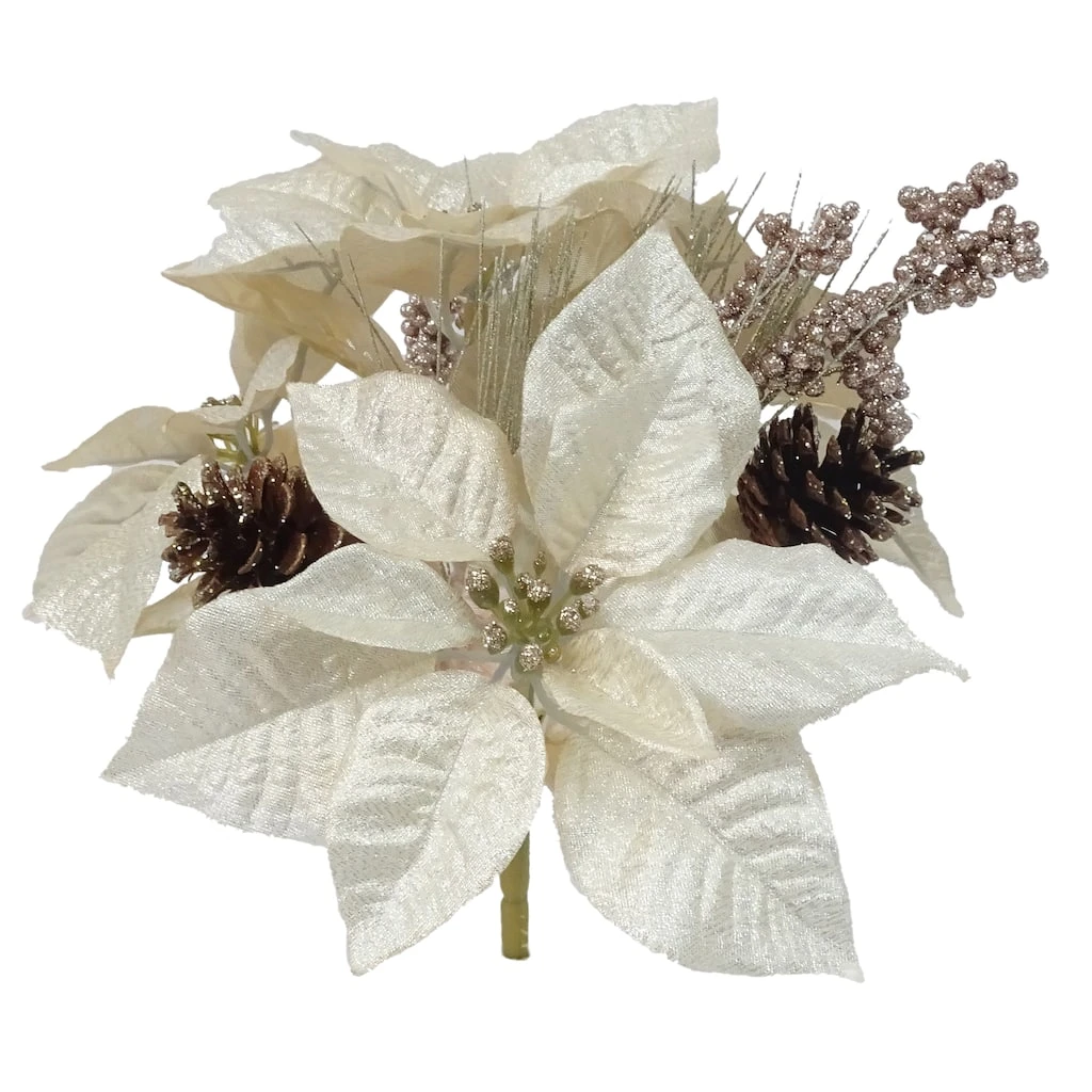 Promo ⌛ Glittery Champagne Berry, Pinecone & Poinsettia Mixed Bush by Ashland® 🎉 3 Promo ⌛ Glittery Champagne Berry, Pinecone & Poinsettia Mixed Bush by Ashland® 🎉