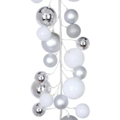 Best deal 🎁 6ft. Silver & White Ball Ornament Garland by Ashland® ✨