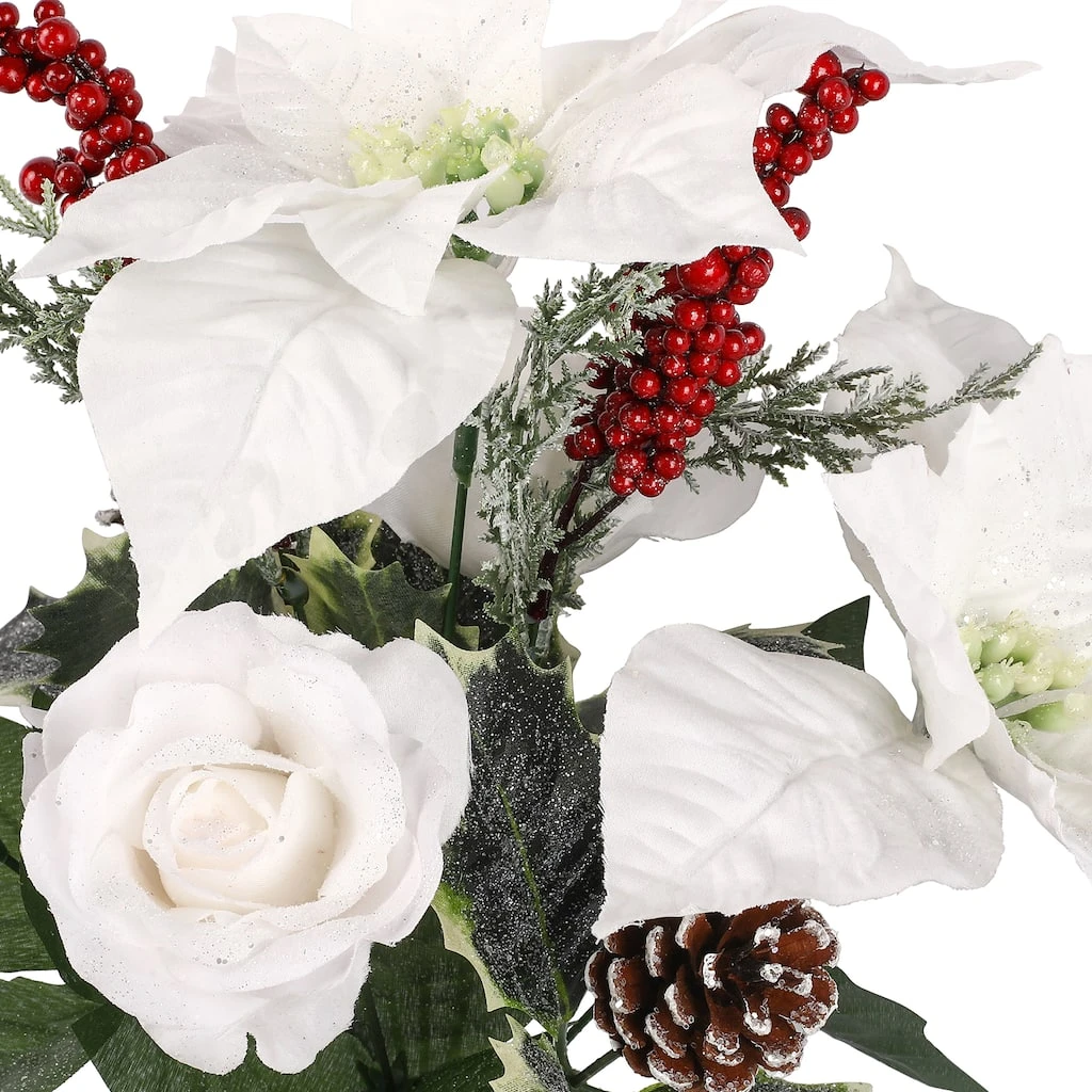 Best Pirce ⭐ Mixed Rose, Poinsettia, Pinecone & Berry Bouquet by Ashland® ⭐ 4 Best Pirce ⭐ Mixed Rose, Poinsettia, Pinecone & Berry Bouquet by Ashland® ⭐ - Image 2