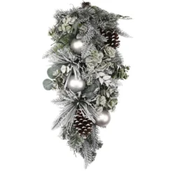 Buy 👍 24" Flocked Pine & Ornament Teardrop Swag by Ashland® 🎉