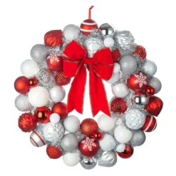 Best deal ⭐ 23" Red & White Ball Ornament Wall Wreath by Ashland® 😍