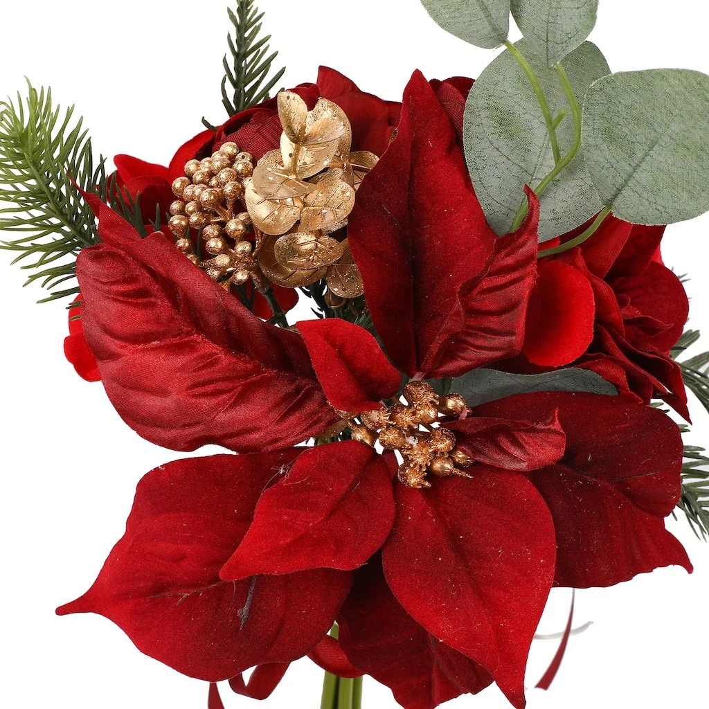 Wholesale 🎉 Dark Red Poinsettia, Rose & Eucalyptus Bundle by Ashland® 🤩 4 Wholesale 🎉 Dark Red Poinsettia, Rose & Eucalyptus Bundle by Ashland® 🤩 - Image 2