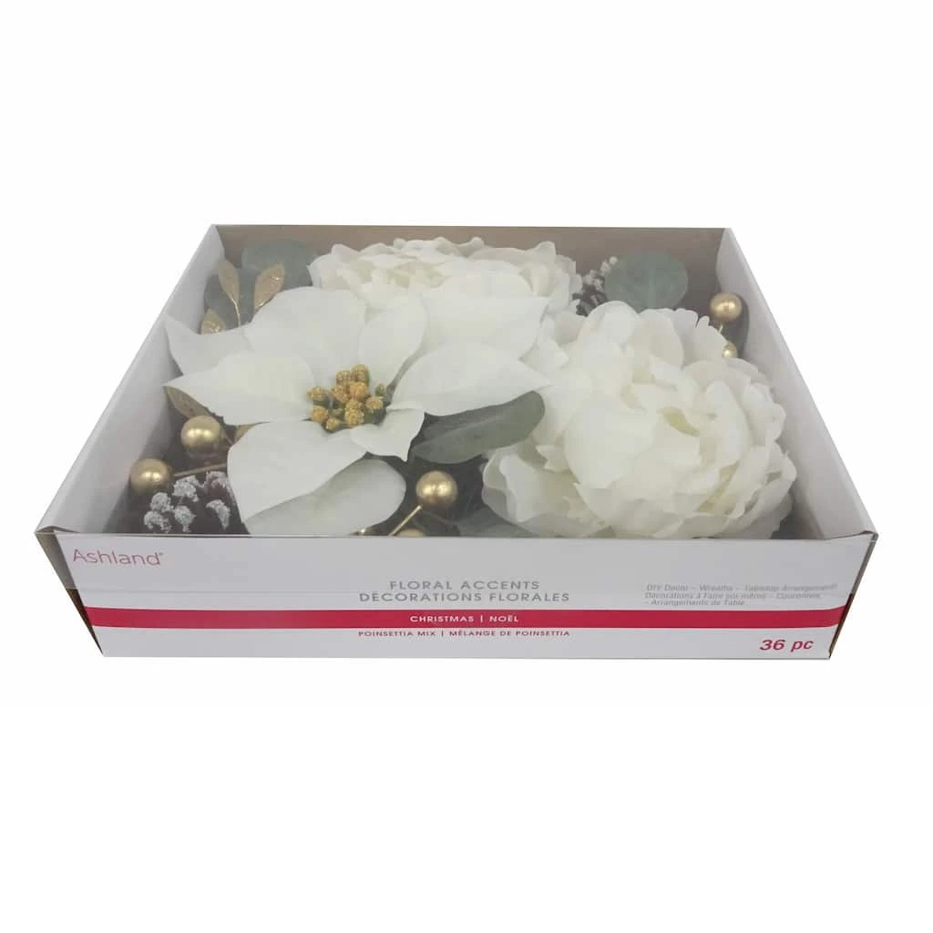 Cheap ⌛ White Poinsettia & Peony Accents by Ashland® 🎁 5 Cheap ⌛ White Poinsettia & Peony Accents by Ashland® 🎁 - Image 3
