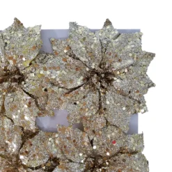 Hot Sale 🛒 3.5" Glittery Gold Poinsettia Accents by Ashland®, 4ct. ⭐ -Outlet Yuletide Joy Store 10700771 2