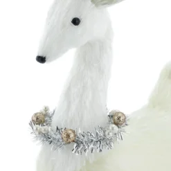 Promo 🎉 20.5" White Standing Deer with Tinsel Wreath Tabletop Figure by Ashland® ✔️ -Outlet Yuletide Joy Store 10700887 3