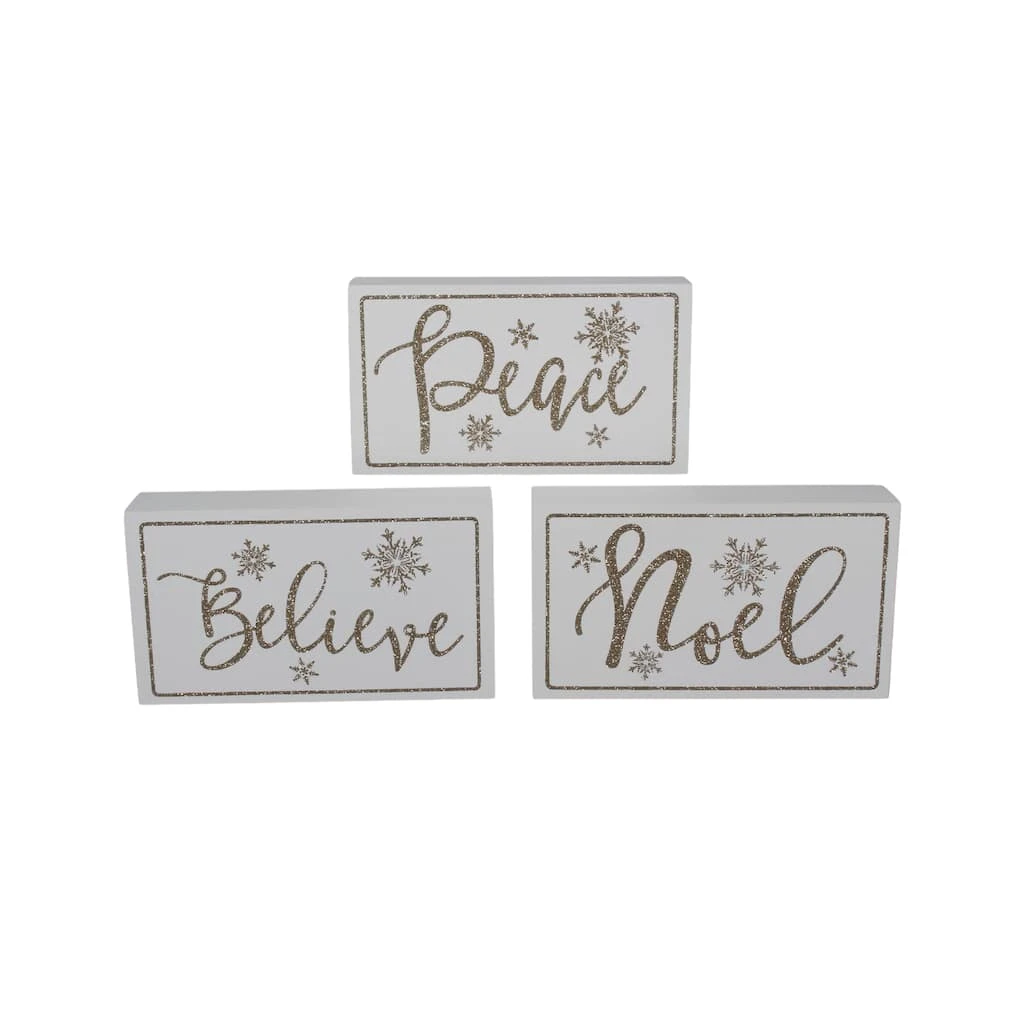 Best Sale ✨ Assorted 7'' Believe/Peace/Merry Block Tabletop Décor by Ashland® ✨ 3 Best Sale ✨ Assorted 7'' Believe/Peace/Merry Block Tabletop Décor by Ashland® ✨
