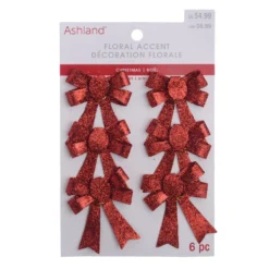 Hot Sale ✔️ Red Glitter Bows, 6ct. by Ashland® 🎁 Christmas 🌟