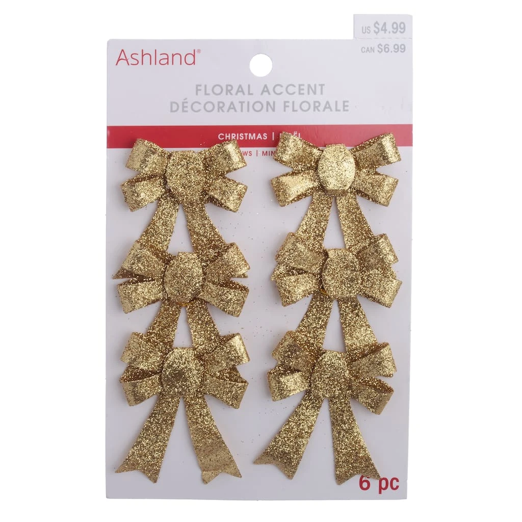 Coupon π Gold Glitter Bows, 6ct. by Ashland® Christmas π 3 Coupon π Gold Glitter Bows, 6ct. by Ashland® Christmas π