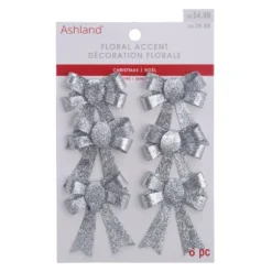 Buy 🎁 Silver Glitter Bows, 6ct. by Ashland® Christmas 😉