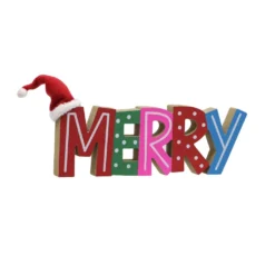 New 👏 14.25" Merry Tabletop Sign by Ashland® ⌛ -Outlet Yuletide Joy Store 10701171 2