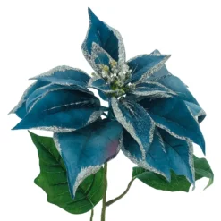 Best Sale 🔔 Blue & Silver Poinsettia Stem by Ashland® ❤️ -Outlet Yuletide Joy Store 10701316 2