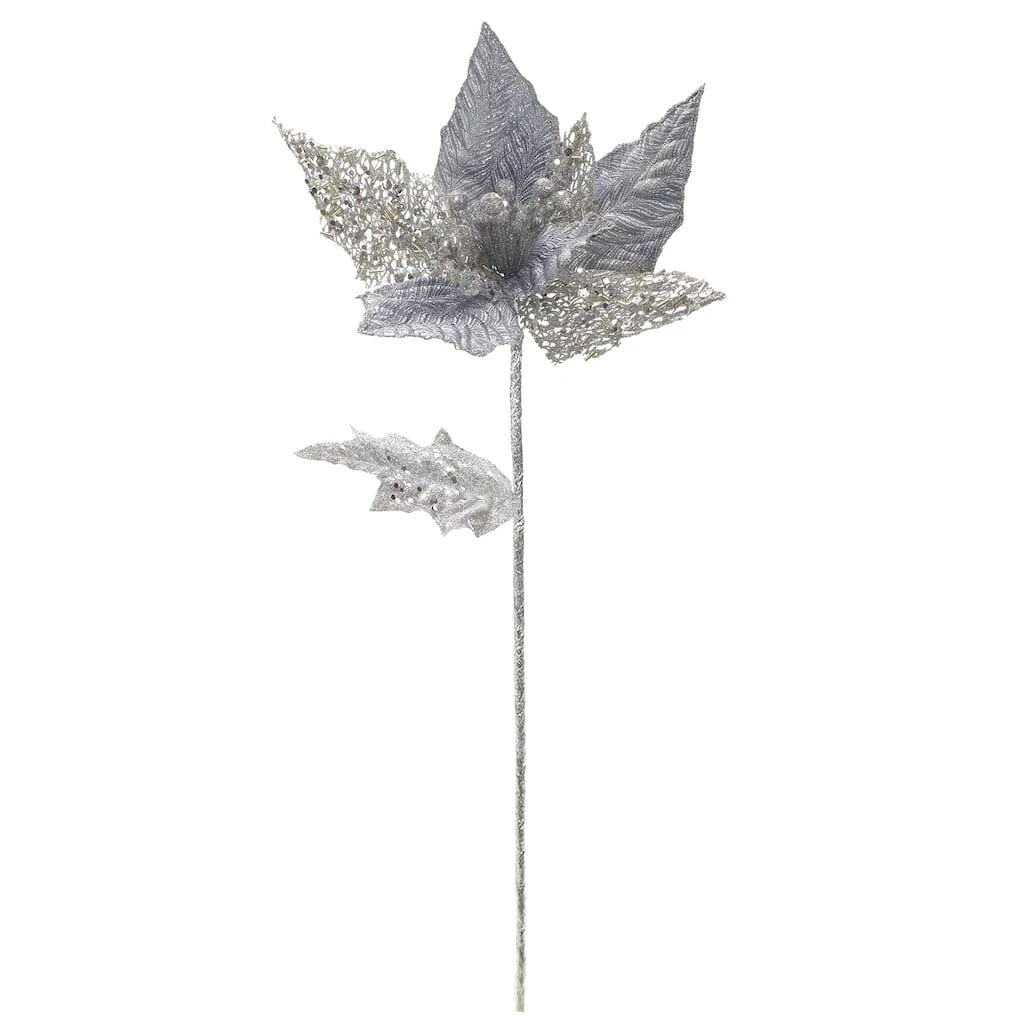 Budget ✨ Silver Jewel Poinsettia Stem by Ashland® ⌛ 3 Budget ✨ Silver Jewel Poinsettia Stem by Ashland® ⌛