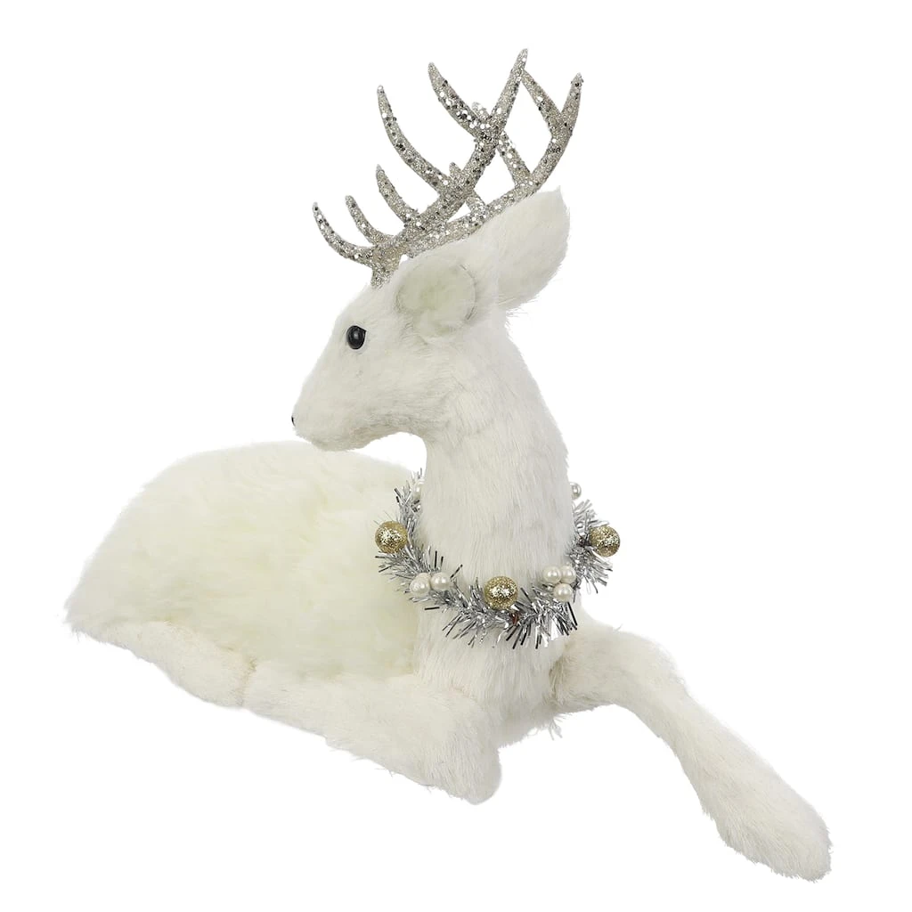 Flash Sale ⌛ 16" White Sitting Deer with Tinsel Wreath Tabletop Figure by Ashland® ⌛ 4 Flash Sale ⌛ 16" White Sitting Deer with Tinsel Wreath Tabletop Figure by Ashland® ⌛ - Image 2