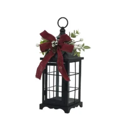Cheapest 😉 11.8" Black Lantern with Red Bow by Ashland® ⌛ -Outlet Yuletide Joy Store 10701724 2