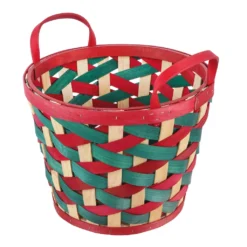 Promo 👏 11.5" Large Red and Green Woven Wood Chip Basket by Ashland® ✔️ -Outlet Yuletide Joy Store 10701818 2