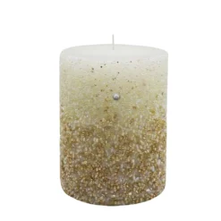 Cheap ⭐ 3" x 4" Champagne Beaded Pillar Candle by Ashland® ✨