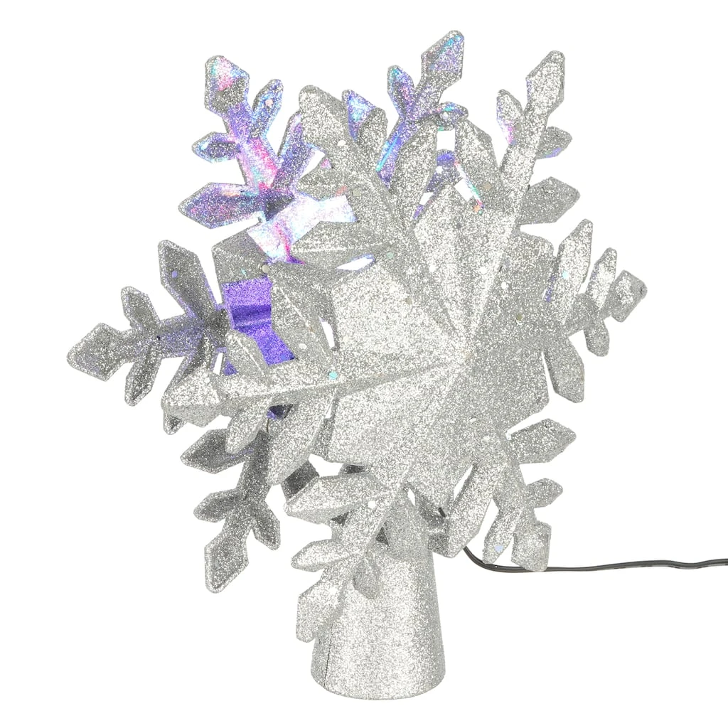 Discount โ๏ธ 9" Silver Glitter Snowflake Multicolor Light Projector Tree Topper by Ashland® ๐ 4 Discount โ๏ธ 9" Silver Glitter Snowflake Multicolor Light Projector Tree Topper by Ashland® ๐ - Image 2