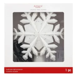 Cheapest 🔔 9" White Glitter Snowflake Multicolor Light Projector Tree Topper by Ashland® ❤️