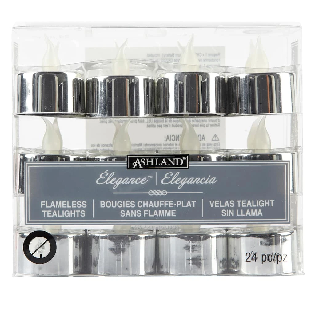 Wholesale 😀 Silver LED Silver Tealight Candles, 24ct. by Ashland® 🧨 3 Wholesale 😀 Silver LED Silver Tealight Candles, 24ct. by Ashland® 🧨