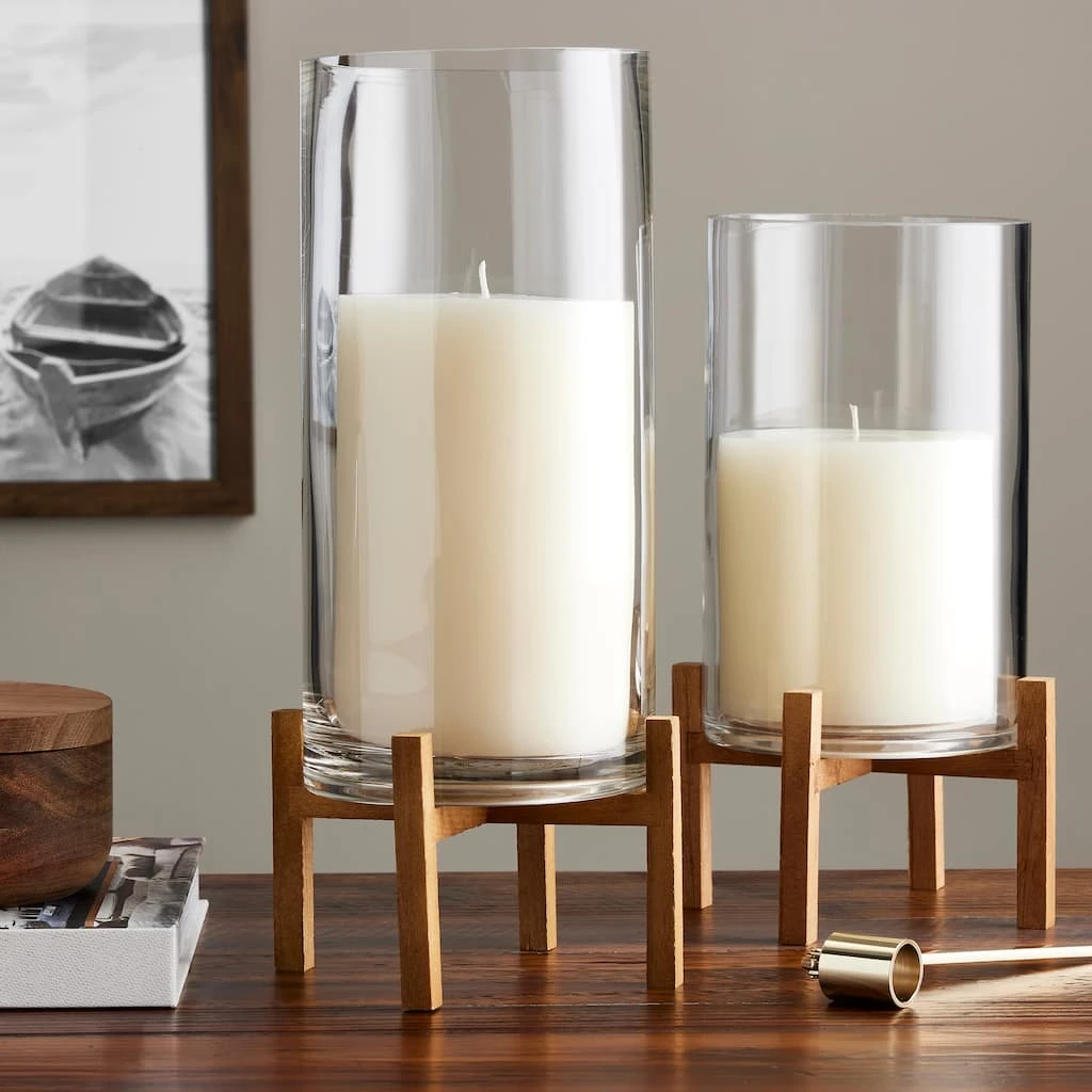 Wholesale ⭐ 6 Pack: 9" Glass Candle Holder with Wood Base by Ashland® 🔔 4 Wholesale ⭐ 6 Pack: 9" Glass Candle Holder with Wood Base by Ashland® 🔔 - Image 2
