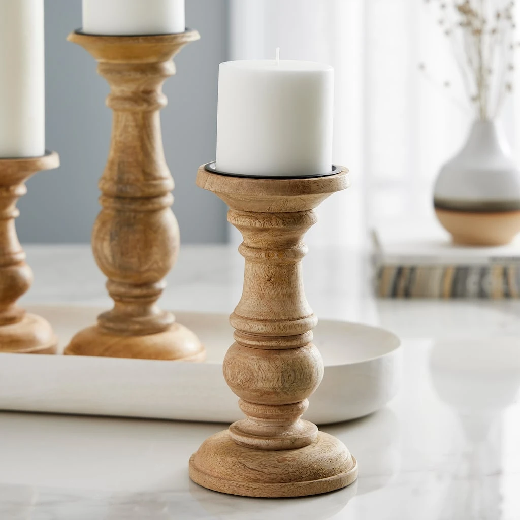 Top 10 𧨠8 Pack: 8" Wood Carved Pillar Candle Holder by Ashland® π 4 Top 10 𧨠8 Pack: 8" Wood Carved Pillar Candle Holder by Ashland® π - Image 2