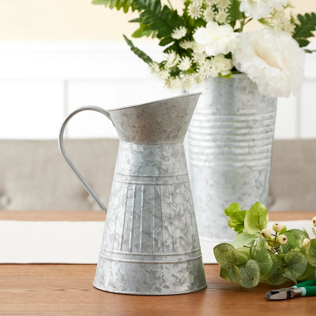 Best Pirce 🎉 12 Pack: 10" Whitewashed Galvanized Metal Pitcher by Ashland® 🛒 4 Best Pirce 🎉 12 Pack: 10" Whitewashed Galvanized Metal Pitcher by Ashland® 🛒 - Image 2